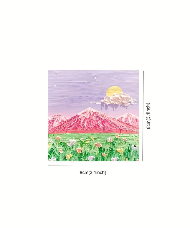 Oil Painting Scenery Sticky Notes - 640 Sheets Self-Stick Pads, 80 Sheets/Pad, Aesthetic Landscape Notepads for Office & School