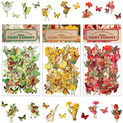 150/300 Pcs Vintage Fairy Stickers - Transparent Flower Fairy Stickers for Journaling, Scrapbooking & Phone Case Decoration