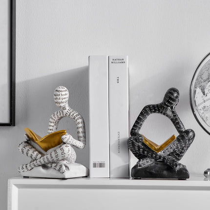 Classic Thinker Bookends for Shelves Office Decor, Philosophical Statue Bookend for Home Office Desk, Library Decoration