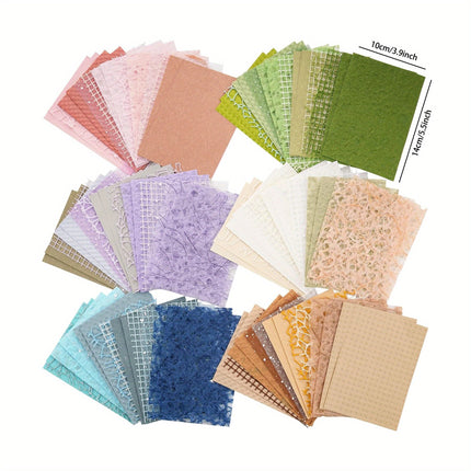 96 Sheets Textured Scrapbook Paper & Mesh Fabric Set - 6 Pack Mixed Media Paper for Junk Journal, Collage & Card Embellishments