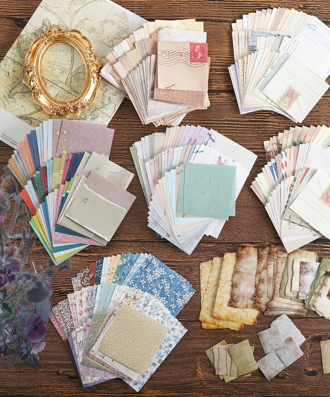 360pcs Vintage Scrapbook Paper Journaling Scrapbooking Supplies Kit Aesthetic Decorative Craft Paper for Planner Journaling Junk Journal Retro Crafts