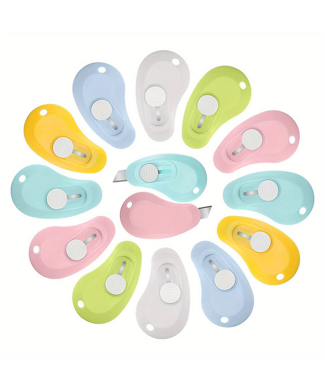 12pcs Mini Retractable Utility Knife Box Cutter Pocket Letter Opener