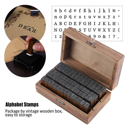 70-Piece Vintage Wooden Rubber Stamp Set with Numbers & Alphabet | DIY Craft Stamps for Scrapbooking, Card Making & Journaling