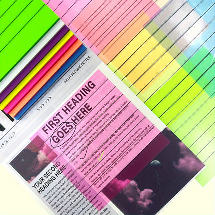 7 Pads Clear Waterproof Self Transparent Lined Sticky Notes for Office, Home, School 350 Sheets