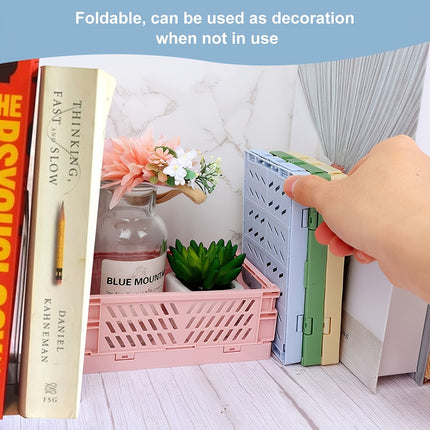 5 Pcs Collapsible Mini Storage Baskets - Stackable Plastic Desk Organizers for Home, Kitchen, Office & Bathroom