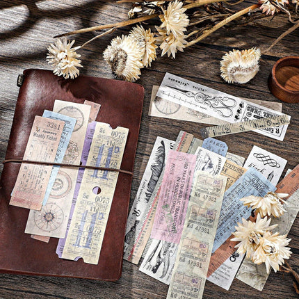 120 Pieces Vintage Scrapbook Washi Stickers - Antique Floral, Title & Book Theme Decals for Journals, Planners, Photo Albums & DIY Projects (8-15cm/3.15-5.9in)