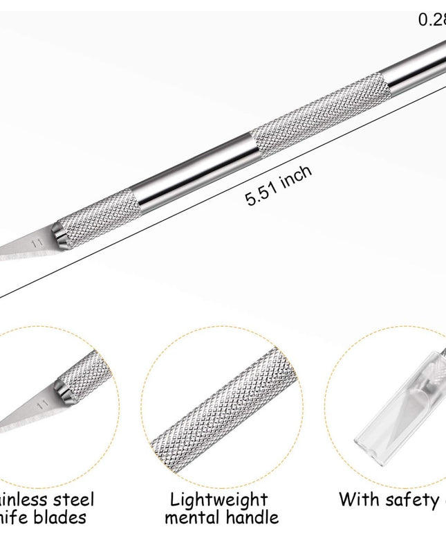 11 Pack Craft Knife Kit | 10 Precision Hobby Knives + A5 Cutting Mat for Art Scrapbooking Stencil