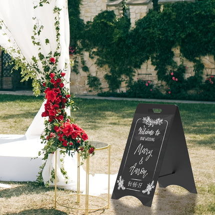 Double Sided A-Frame Chalkboard Sign Large 16x32 Inch - Foldable Outdoor Indoor Blackboard Menu Display for Restaurant, Wedding, Business, Heavy Duty Sidewalk Signs
