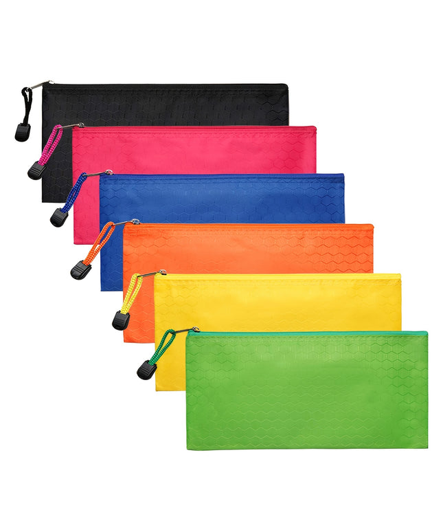 6 Pack Waterproof Zipper Pencil Pouches Bulk - Oxford Fabric Pencil Cases for School Supplies, Travel & Cosmetics Organization (24cm x 12cm)