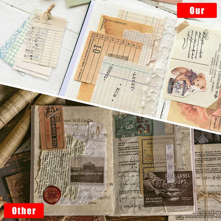 417 PCS Vintage Scrapbooking Paper & Stickers Set - 180 Patterns Journaling Supplies for DIY Crafts, Albums, Travel Journals & Collage Art