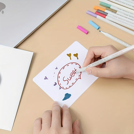 12pcs Fine Point Metallic Marker Pens for Black Paper, Rock Painting, Ceramics & DIY Crafts - Acid-Free Quick Dry