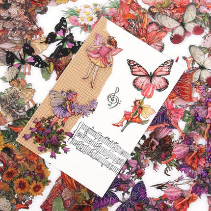 180-Piece Transparent Flower Fairy Butterfly Sticker Set for Journaling, Scrapbooking & DIY Crafts | Vintage Decorative Stickers for Planners, Cards & Albums