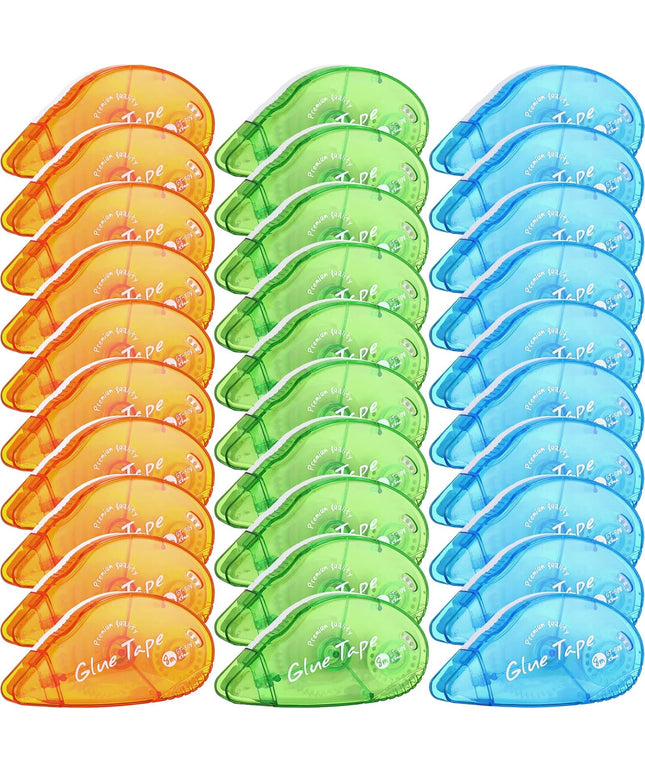 30-Pack Double Sided Tape Roller Set | Permanent Adhesive Dispenser for Scrapbooking, Photo Albums & Paper Crafts | 0.3 inch x 315 inch (8mm x 800cm) Craft Tape
