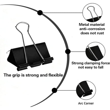 300 Pack Assorted Sizes Binder Clips - 6 Sizes Black Metal Paper Clamps for Office, School, Home Use