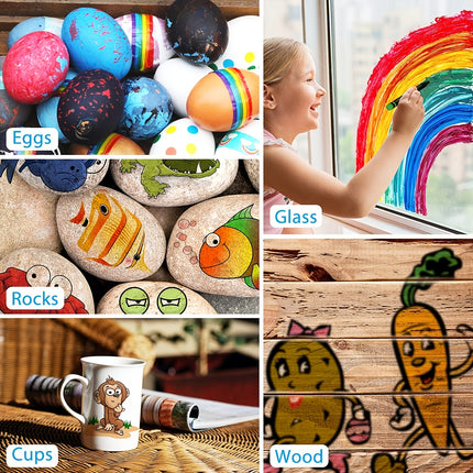 30-Piece Soft Brush Tip Acrylic Paint Marker Pens Set | Waterproof Art Markers for Rock Painting, Fabric, Wood, Glass & Canvas Crafts