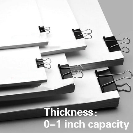 300 Pack Assorted Sizes Binder Clips - 6 Sizes Black Metal Paper Clamps for Office, School, Home Use