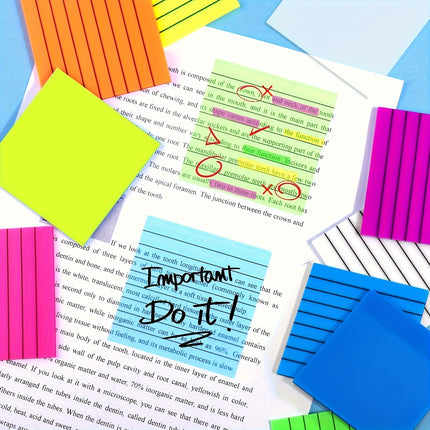 7 Pads Clear Waterproof Self Transparent Lined Sticky Notes for Office, Home, School 350 Sheets
