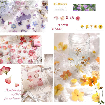 270 Pieces Flower Stickers Set - Waterproof Dried Floral Botanical Journaling Stickers for Scrapbook, Junk Journal, Bullet Journal, Planner & Crafts (1.42 inch/3.6 cm)
