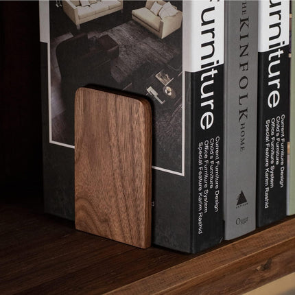 6-Pack Solid Wood Bookends - Non-Slip Heavy Duty Book End Supports for Shelves, Perfect for Organizing Books, Movies, and Collectibles at Home