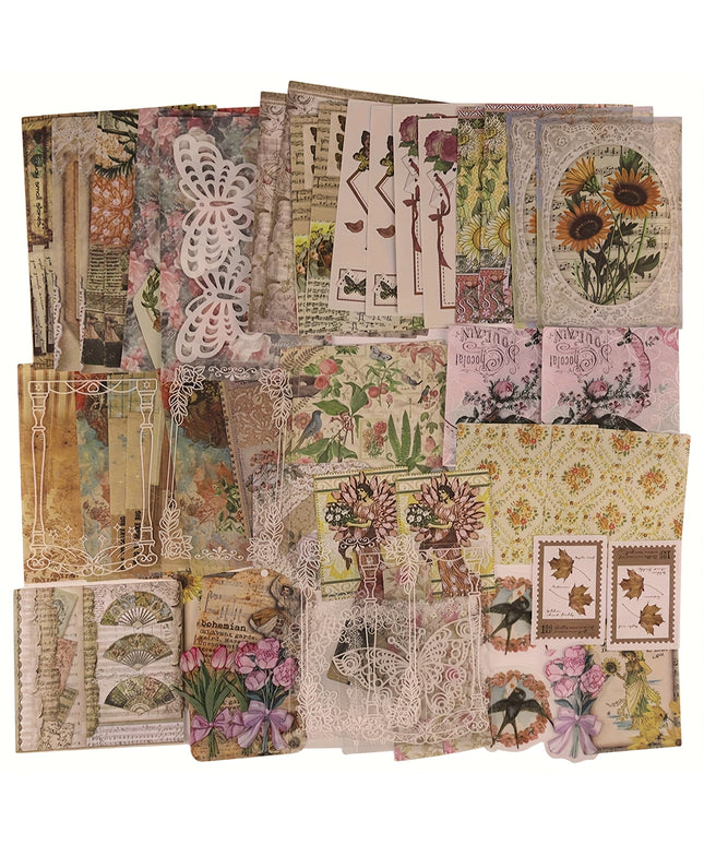 200 Pcs Vintage Washi Stickers Set - Mixed Media Scrapbooking Kit with Opaque Paper & Transparent PET Stickers for Journaling, DIY Crafts