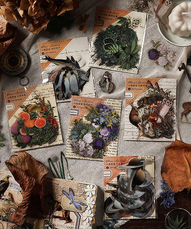 240PCS Waterproof Nature Stickers - Flowers, Leaves & Animals for Journaling, Planners & DIY Crafts