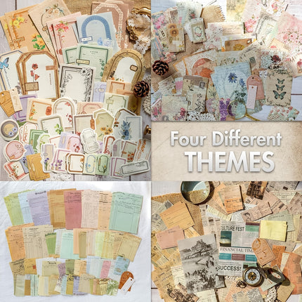 400 sheets/4 Pack Vintage Scrapbook Paper Kit for Journaling Crafts Planner Junk Journal Supplies Collage Card Album DIY