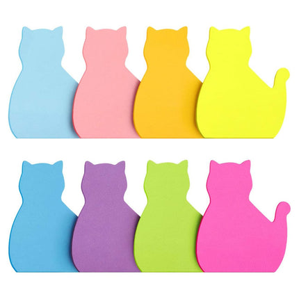 240 Sheets Cat Shape Sticky Notes 8 Color Bright Colorful Sticky Pad 30 Sheets / Pad