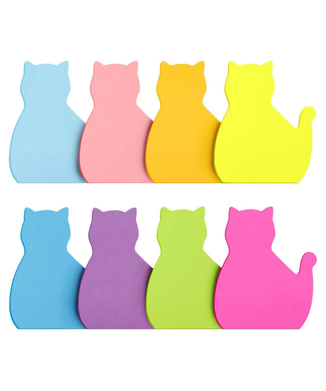 240 Sheets Cat Shape Sticky Notes 8 Color Bright Colorful Sticky Pad 30 Sheets / Pad