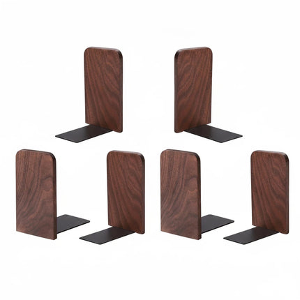 6-Pack Solid Wood Bookends - Non-Slip Heavy Duty Book End Supports for Shelves, Perfect for Organizing Books, Movies, and Collectibles at Home