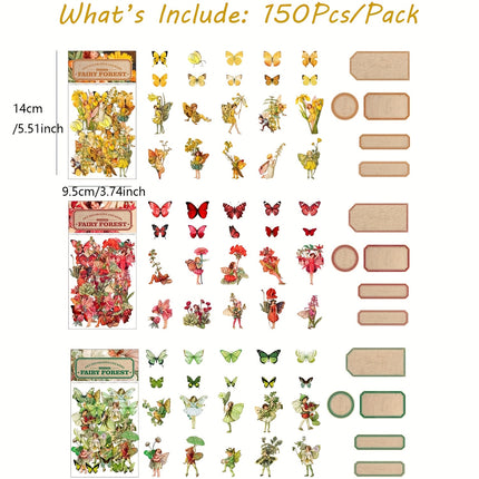 150/300 Pcs Vintage Fairy Stickers - Transparent Flower Fairy Stickers for Journaling, Scrapbooking & Phone Case Decoration