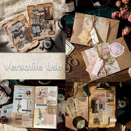 400 sheets/4 Pack Vintage Scrapbook Paper Kit for Journaling Crafts Planner Junk Journal Supplies Collage Card Album DIY