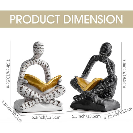 Classic Thinker Bookends for Shelves Office Decor, Philosophical Statue Bookend for Home Office Desk, Library Decoration