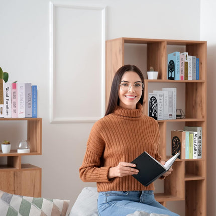 5 Pairs of Decorative Tree Bookends for Shelves - Heavy Duty Black Metal Book Stoppers for Home, Office, School