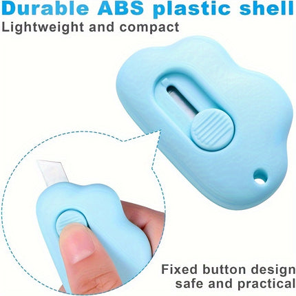 6pcs Cloud Mini Utility Knife Box Cutter With Keychain Hole Portable