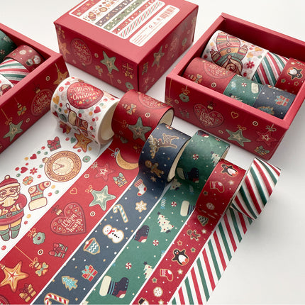 Christmas Washi Tape Set - 6pcs Kawaii Holiday Masking Tapes for Scrapbooking, Gift Wrapping & Decoration