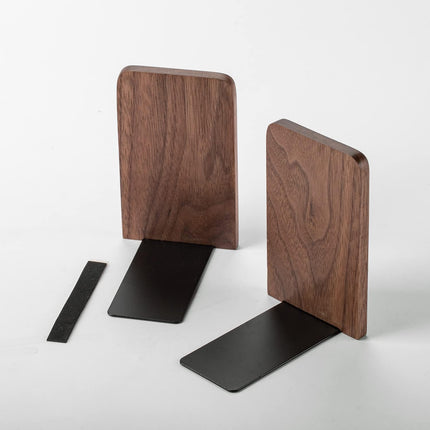 6-Pack Solid Wood Bookends - Non-Slip Heavy Duty Book End Supports for Shelves, Perfect for Organizing Books, Movies, and Collectibles at Home