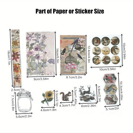 200 Pieces Vintage Ephemera Scrapbooking Supplies Pack for Journaling, Decoupage Paper Scrapbook Stickers Kit for Bullet Junk Journal Planners Collage Craft Notebooks Album