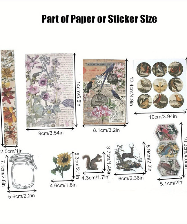 200 Pieces Vintage Ephemera Scrapbooking Supplies Pack for Journaling, Decoupage Paper Scrapbook Stickers Kit for Bullet Junk Journal Planners Collage Craft Notebooks Album