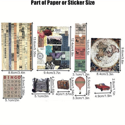 200 Pieces Vintage Ephemera Scrapbooking Supplies Pack for Journaling, Decoupage Paper Scrapbook Stickers Kit for Bullet Junk Journal Planners Collage Craft Notebooks Album
