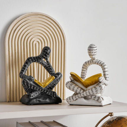 Classic Thinker Bookends for Shelves Office Decor, Philosophical Statue Bookend for Home Office Desk, Library Decoration