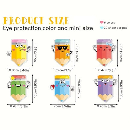 18 Pads Pencil Sticky Notes, Cute Self Sticky Notepads, Funny Sticky Adhesive Memo Pads for Scrapbooking DIY Decorative Material Collage Journaling (540 Sheets)