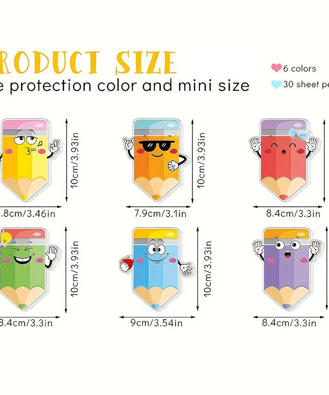18 Pads Pencil Sticky Notes, Cute Self Sticky Notepads, Funny Sticky Adhesive Memo Pads for Scrapbooking DIY Decorative Material Collage Journaling (540 Sheets)