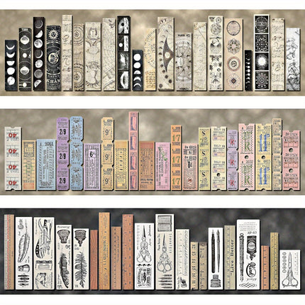 120 Pieces Vintage Scrapbook Washi Stickers - Antique Floral, Title & Book Theme Decals for Journals, Planners, Photo Albums & DIY Projects (8-15cm/3.15-5.9in)