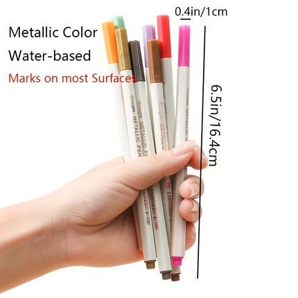 12pcs Fine Point Metallic Marker Pens for Black Paper, Rock Painting, Ceramics & DIY Crafts - Acid-Free Quick Dry