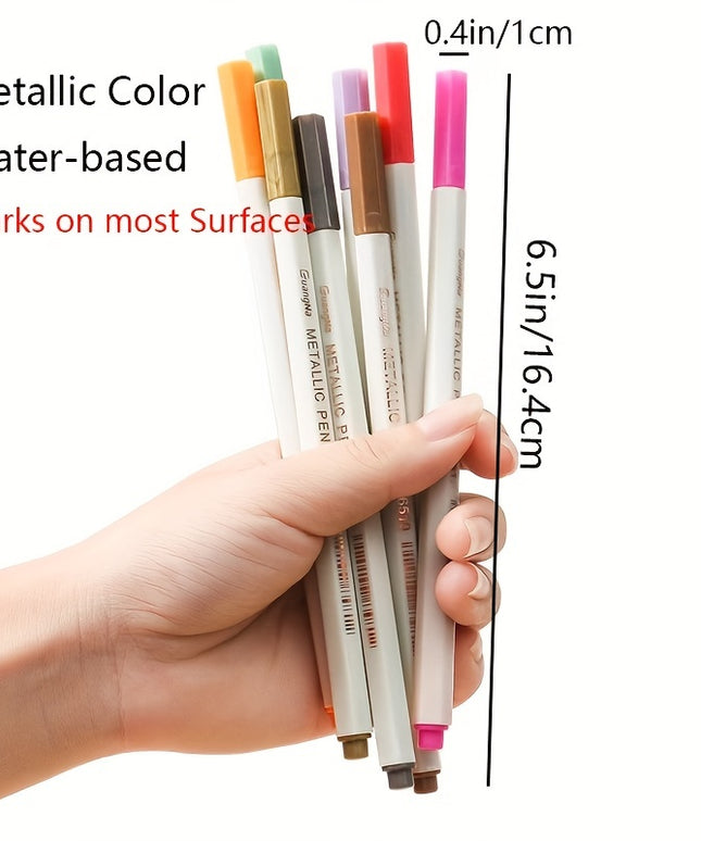 12pcs Fine Point Metallic Marker Pens for Black Paper, Rock Painting, Ceramics & DIY Crafts - Acid-Free Quick Dry