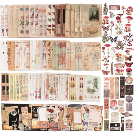 400 Pcs Washi Scrapbook Paper Stickers Set - Nature & Universe Theme Decorative Paper Stickers for Scrapbook Photo Album Journal DIY Craft Projects