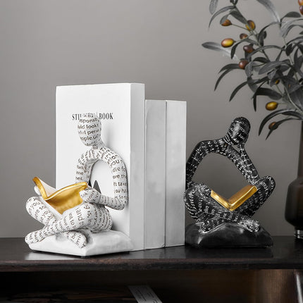 Classic Thinker Bookends for Shelves Office Decor, Philosophical Statue Bookend for Home Office Desk, Library Decoration