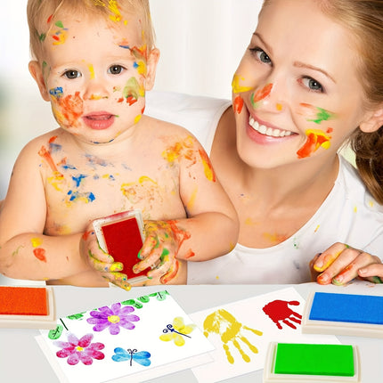 15-Color Washable Ink Pads for Kids | Non-Toxic Stamp Pads for Finger Painting & Art Crafts