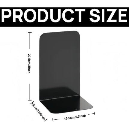 12-Pack Heavy Duty Metal Bookends for Shelves - Non-Slip Steel Book Organizers for Office & Home Use