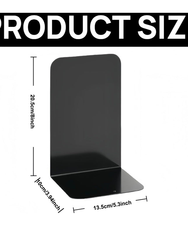 12-Pack Heavy Duty Metal Bookends for Shelves - Non-Slip Steel Book Organizers for Office & Home Use